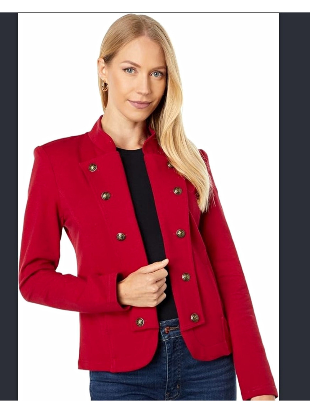 Tommy Hilfiger Red Military Blazer Jacket Gold Lion Crest Double Breasted M
